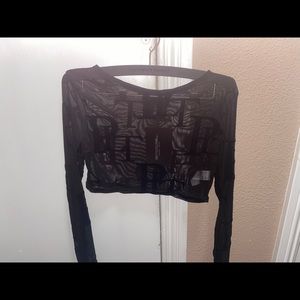 Pretty little thing sheer logo crop top